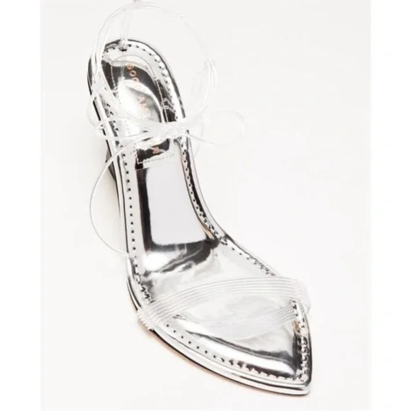 Good American Cinder-f*cking Rella Clear Wedge Sandal Size 8 - Picture 5 of 14